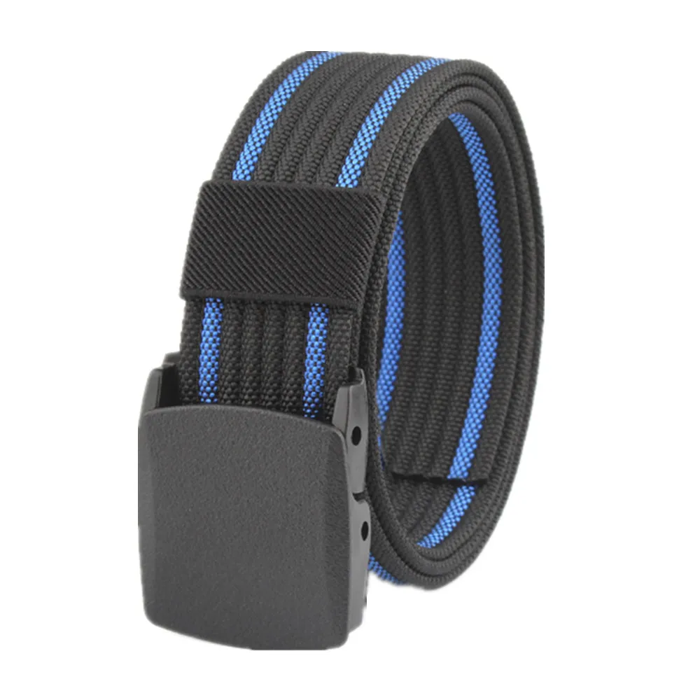 

Men's Womens Plain Color Nylon canvas outdoor training Belt Plastic Buckle PD002