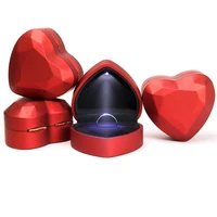70 hot sale heart shape led light ring holder box proposal wedding band display storage case