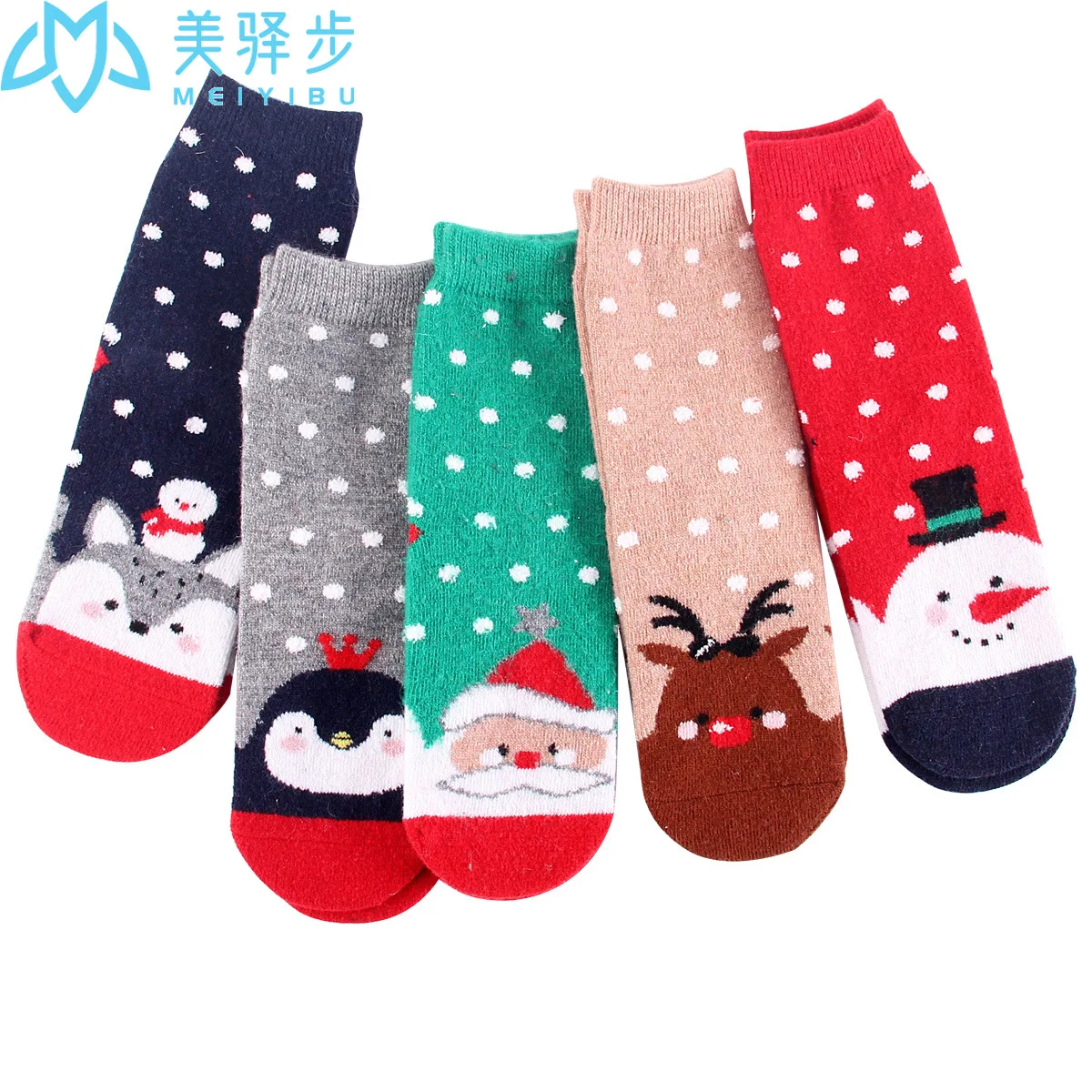 12 Pairs Per Set Winter Christmas Wool Socks Thickened Warm Elk Holiday Socks Hot Selling Soft Wool Socks