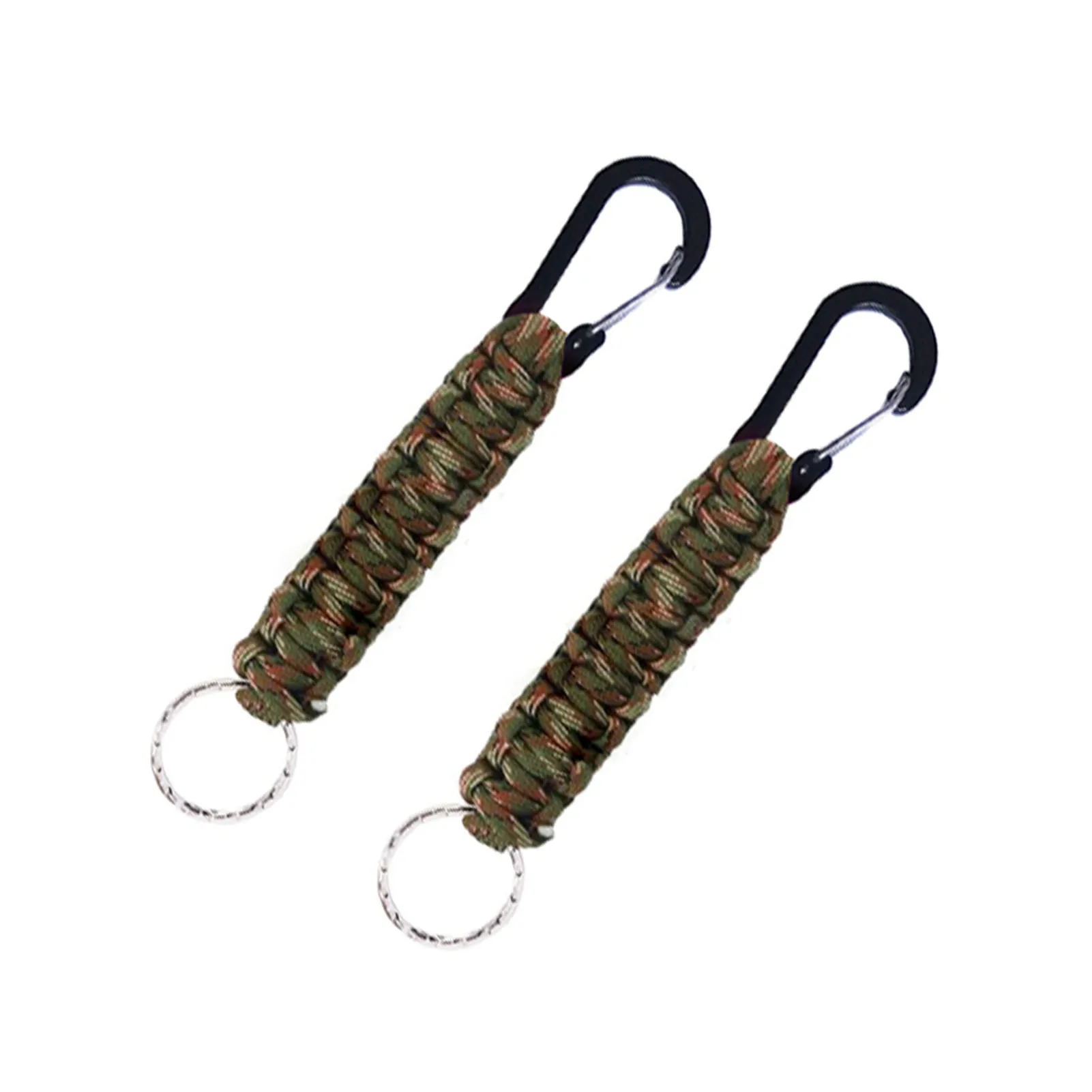 

2pcs Multifunctional Mountaineering Braided Lanyard Paracord Keychain Knot Gift Hiking Emergency D Shape With Carabiner Hook