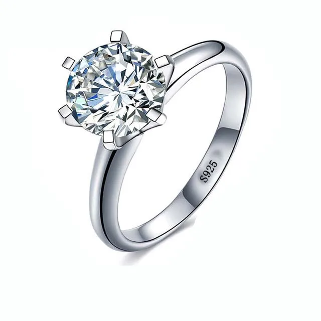 

Classic Luxury Real Solid 925 Sterling Silver Ring 3Ct 10 Hearts Arrows Zircon Wedding Jewelry Rings Engagement For Women