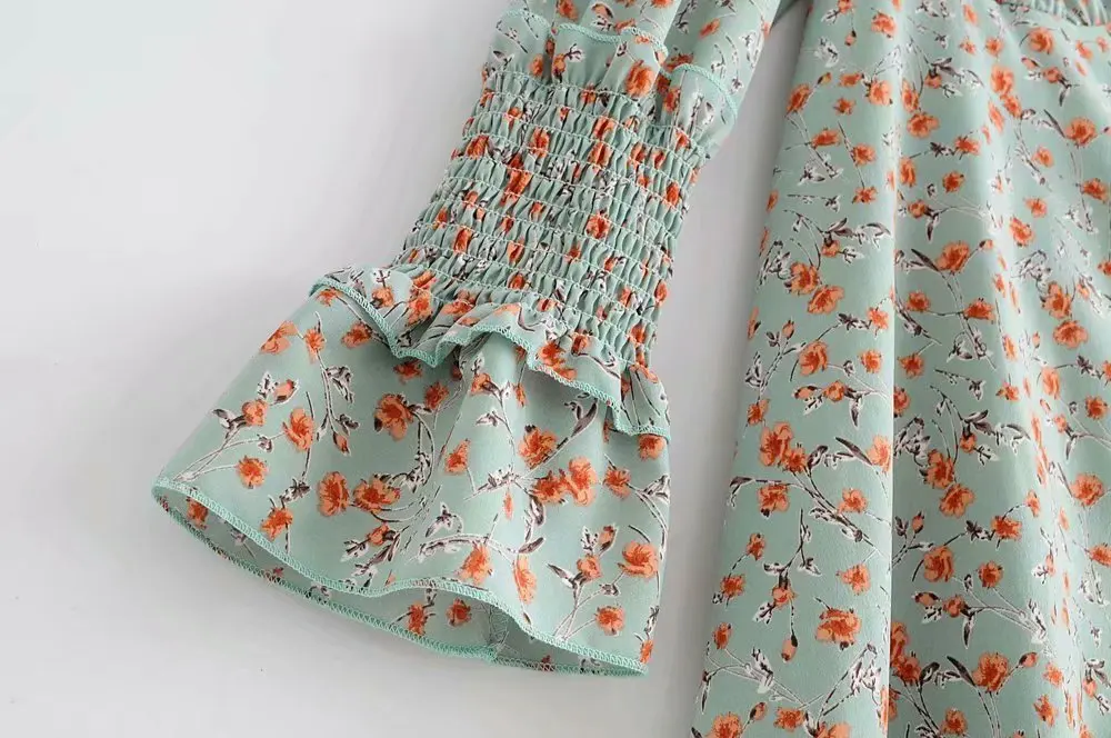 Женское кружевное мини платье с глубоким V образным вырезом и принтом|Женские