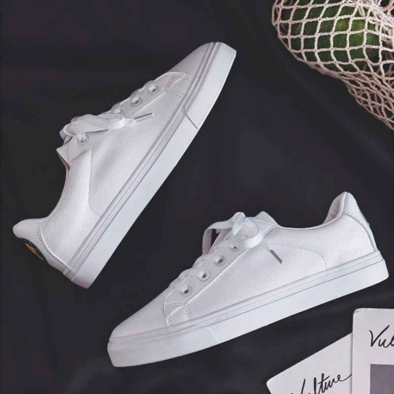 

Vulcanized Shoes Women Pu leather Platform Shoes Women Lace up White Casual Shoes Women Sneakers Fashion zapatillas mujer