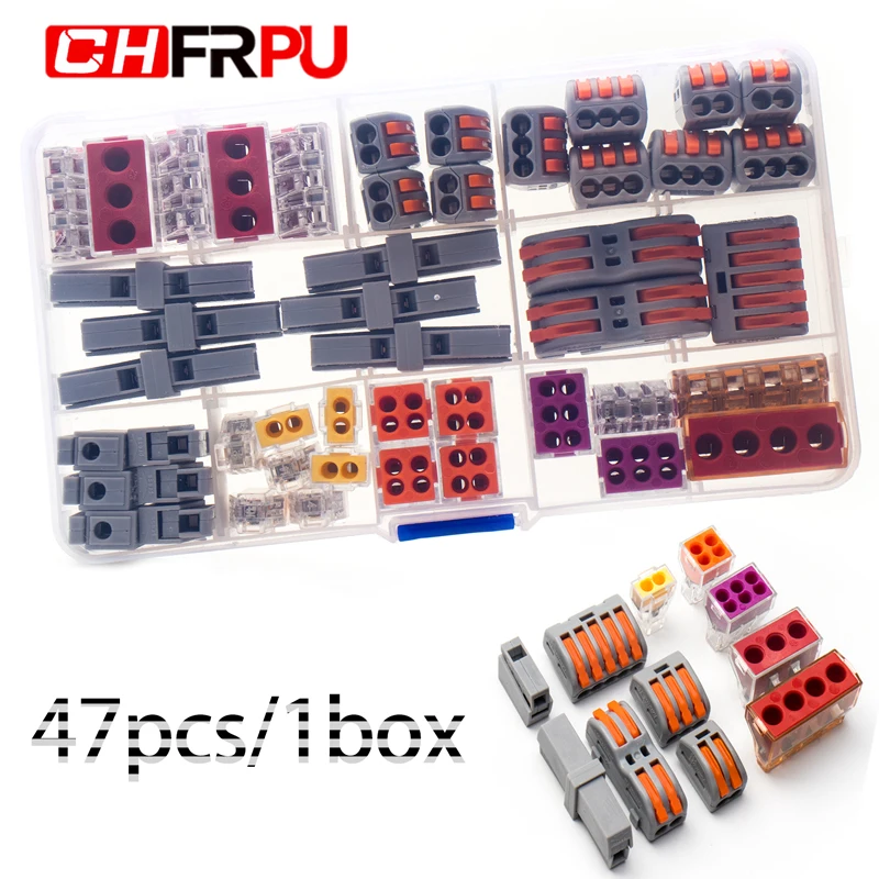 

47PCS Hybrid Boxed Quick Wire Connector PCT-212/213/215/111/101/201/102 Universal compact in-line wire connector terminal block