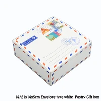 20pcslot 1421x14x5cm envelope type white pastry gift box cookies dim sum box egg tart case diy baking packaging boxes