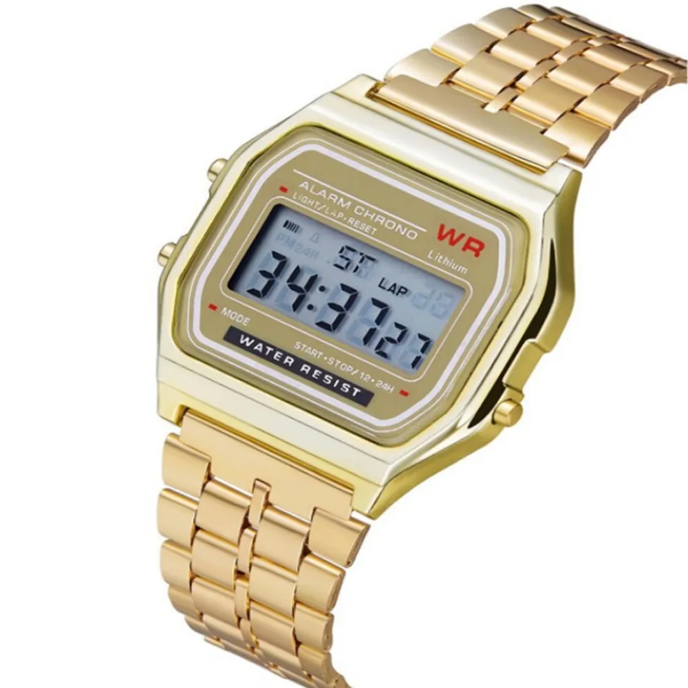 gold Роскошные Мужские аналоговые цифровые военные армейские спортивные водонепроницаемые наручные часы, светодиодный часы, мужские часы erkek kol saati - Цвет: gold