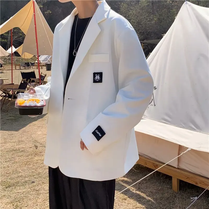 Stylish Coats 2021 Trends Korean Fashion Loose White Blazers Mens Elegant Fashionable Jacket For Mens Black Ins Autumn Clothing