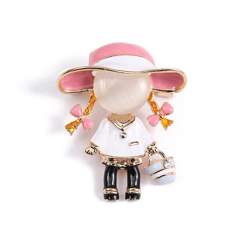 

Sweet Girl Enamel Pin Brooches For Women Cute Opal Brooch Pin Fashion Kids Jewelry Funny Small Accessories Good Gift Nurse