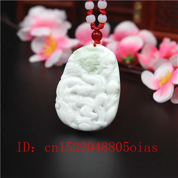 Natural White Chinese Jade Dragon Pendant Necklace Charm Jewellery Fashion Accessories Carved Amulet Gifts for Women Men | Украшения и