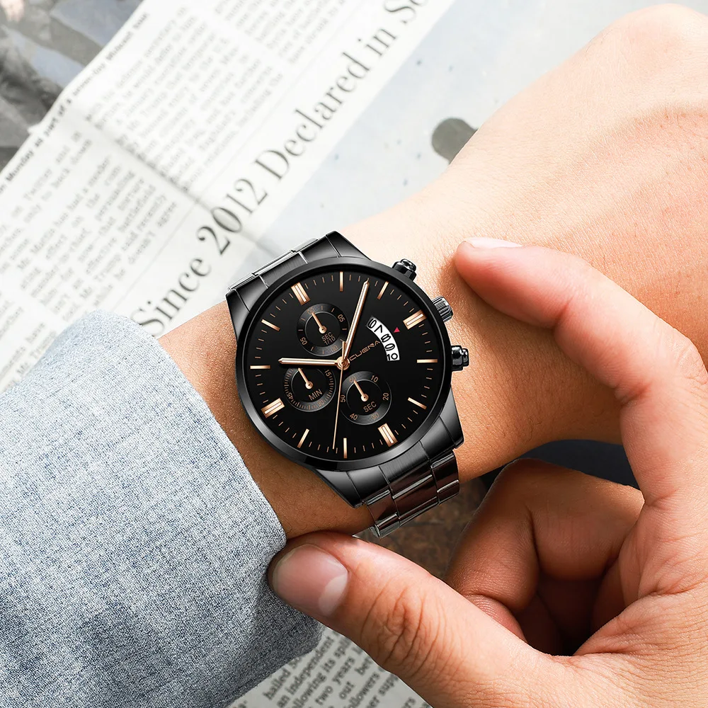 2019 простые мужские часы из нержавеющей стали Классические кварцевые наручные с