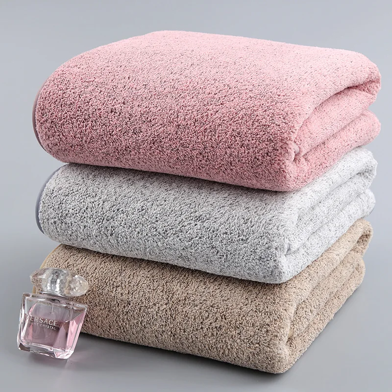 

70x140cm Bamboo Charcoal Coral Velvet Fiber Bath Towel Adult Quick-drying Soft Absorbent Solid Color Household Bathroom Towel