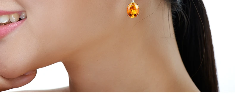 Серьги из натурального цитрина, 18 к, чистое золото, настоящий AU 750, серьги из чистого золота, бриллианты, модные ювелирные изделия,, новинка