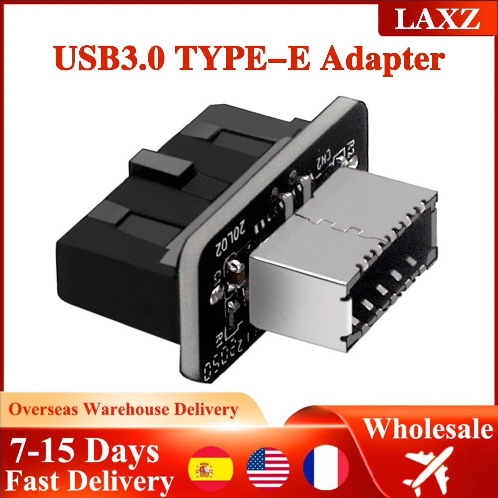

USB Header Adapter USB3.0 19P/20P to TYPE-E 90 Degree Converter Chassis Front TYPE C Plug-in Port for Computer Motherboard