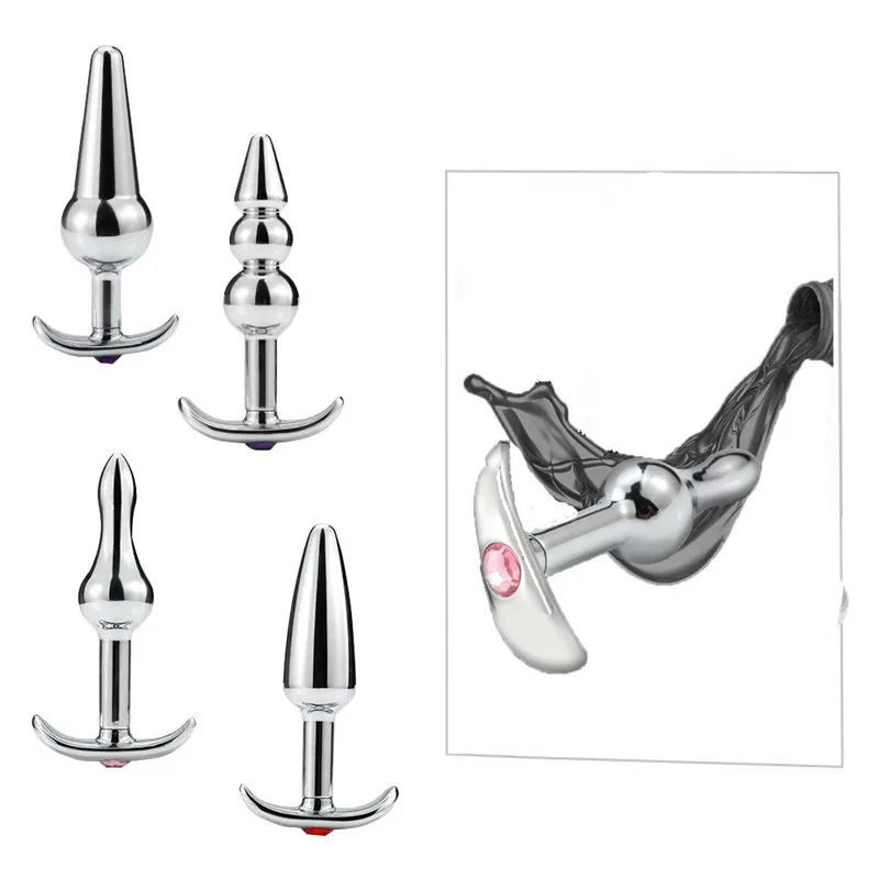 Анальная пробка из нержавеющей стали без вибратора анальная с кристаллом