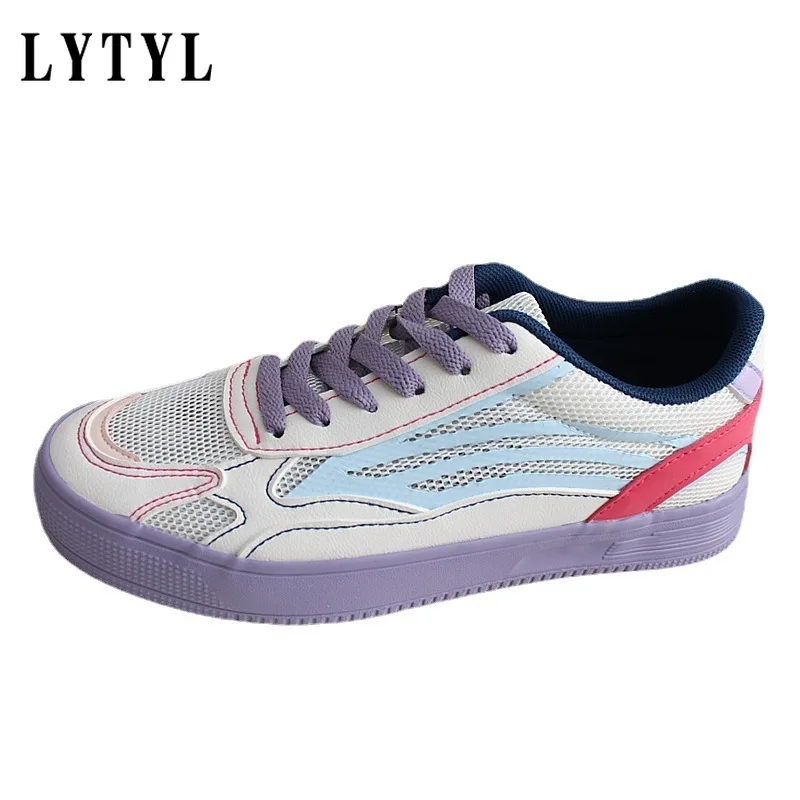 

Female Sneakers Pink Casual Shoes for Girls 35-40 Spring Summer Breathable Leisure Shoes White Mixed Colors Lace Up B20-763