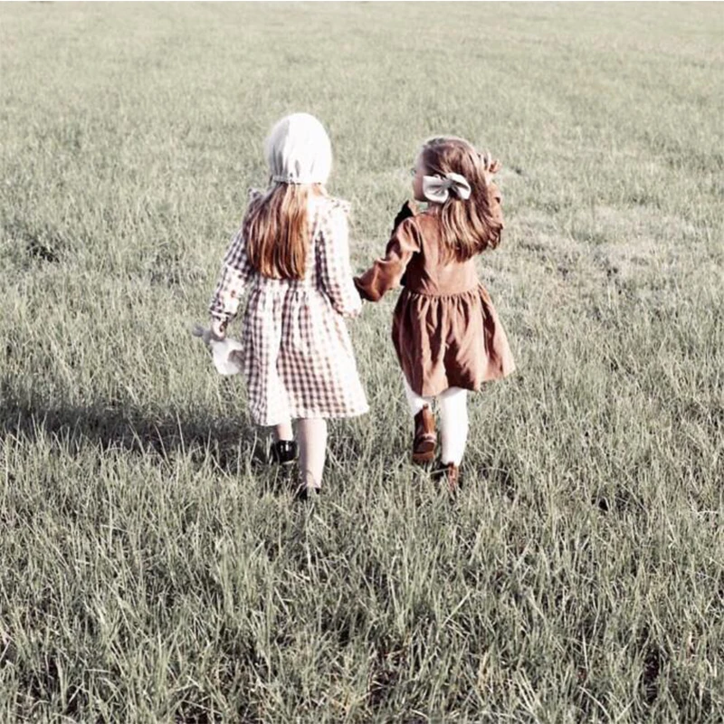 Качественное весеннее дизайнерское детское вельветовое платье с длинным