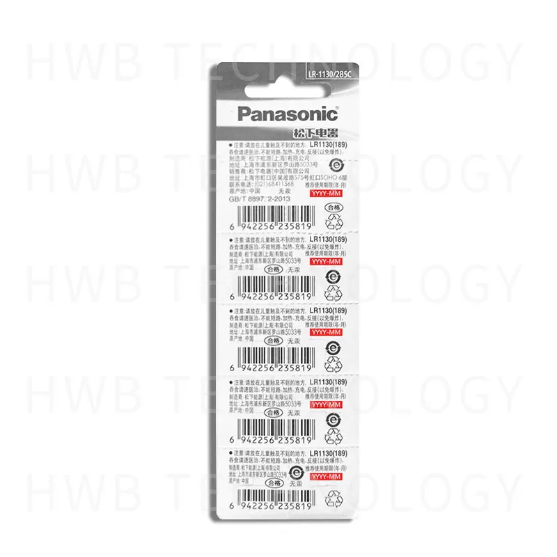 100 шт. 100% оригинальные щелочные кнопочные батарейки PANASONIC LR54 189 AG10 L1131 SR1130 G10 V10GA 389