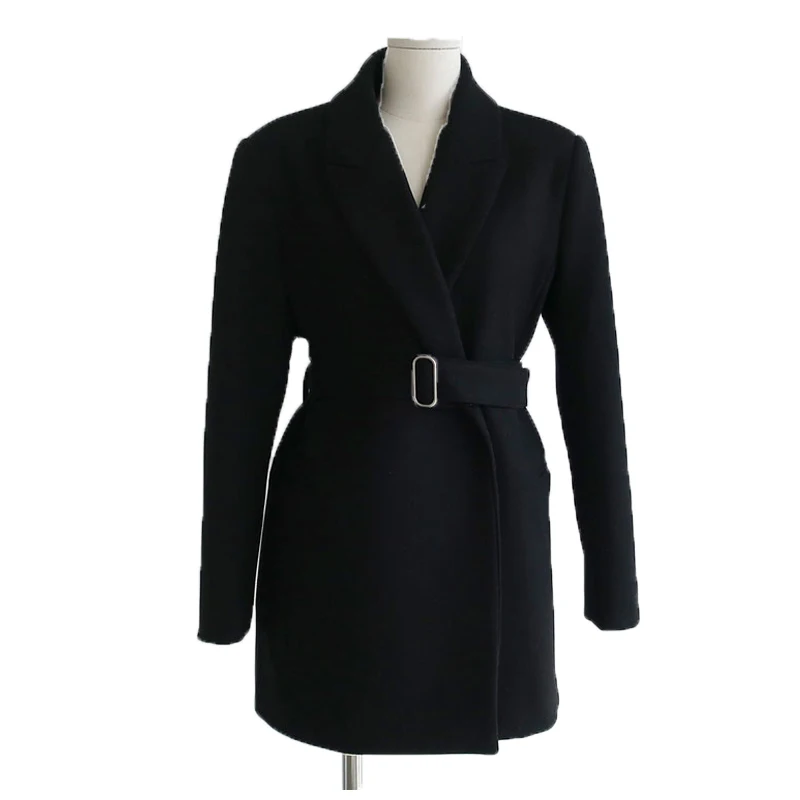 Женский блейзер в стиле ретро однотонный с отложным воротником и длинными