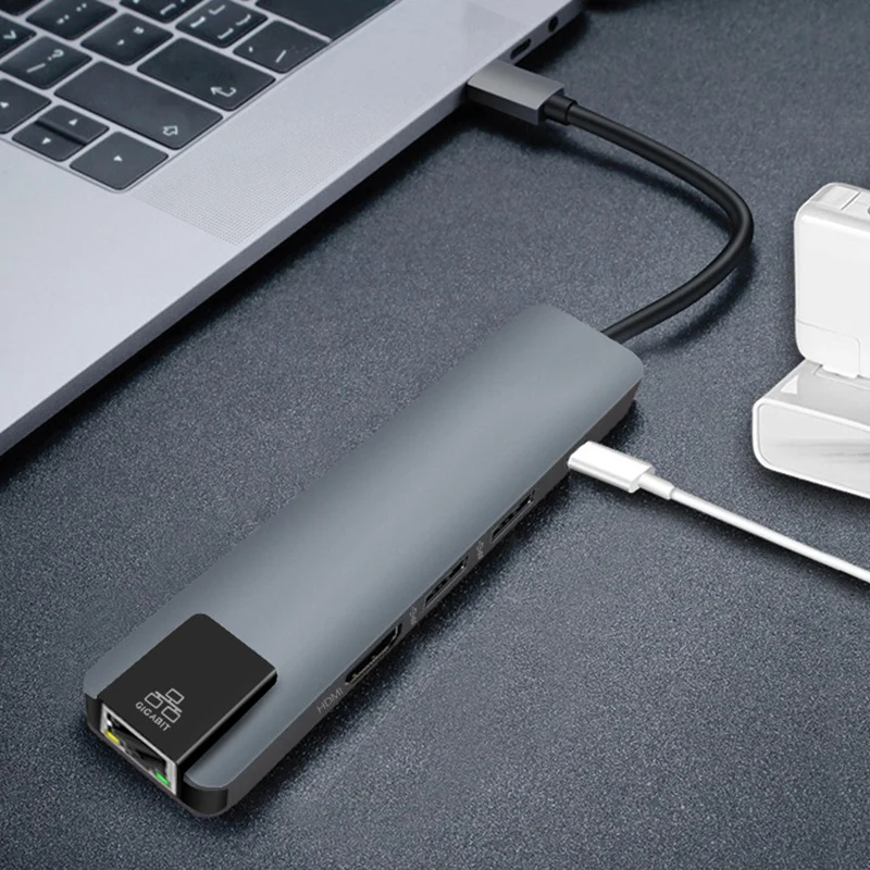 USB C Type концентратор к 3 0 HDMI PD зарядка RJ45 Gigabit Ethernet адаптер Type-C 5 в 1 конвертер для
