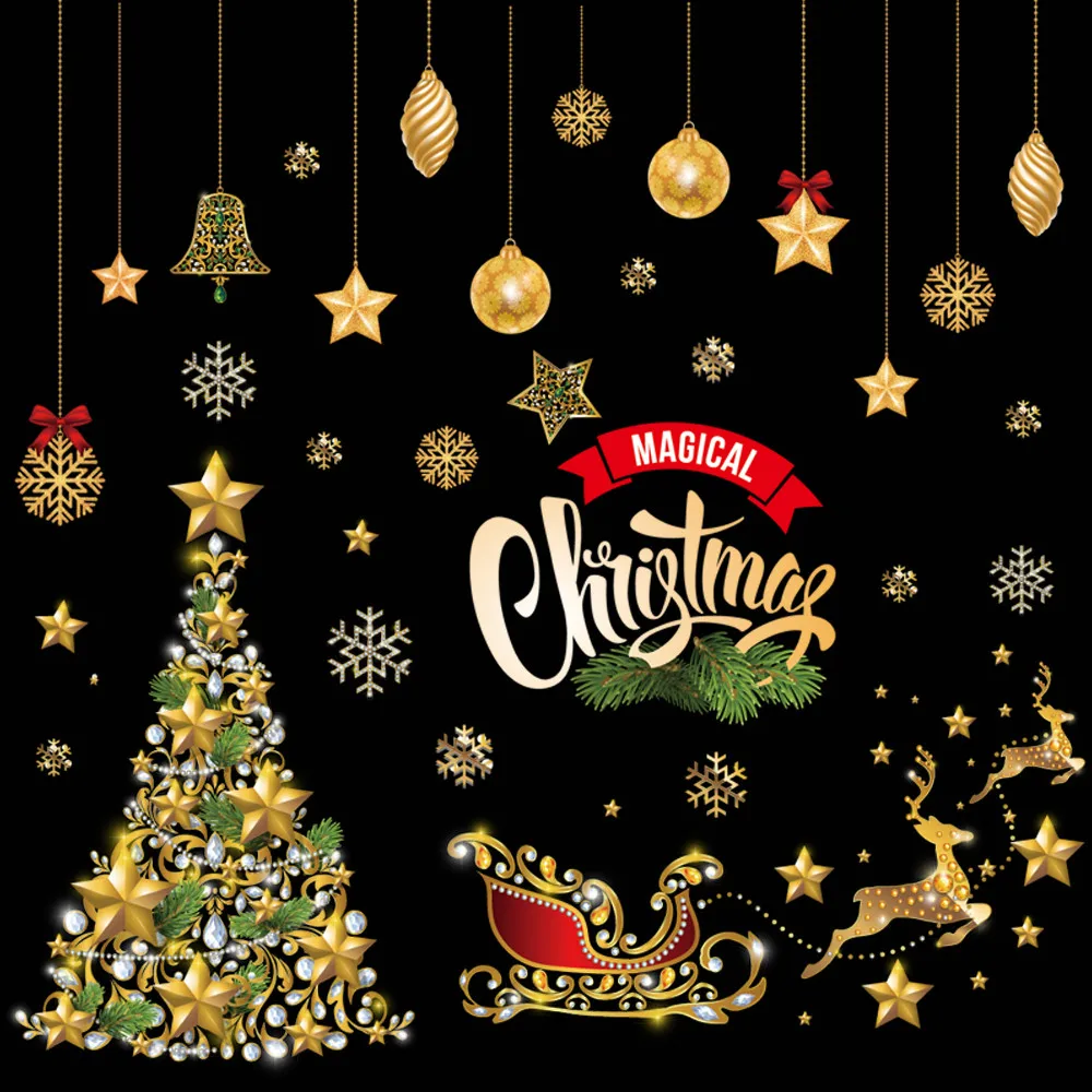 Счастливого Рождества печати Съемный водостойкий винил стикер стены для детей