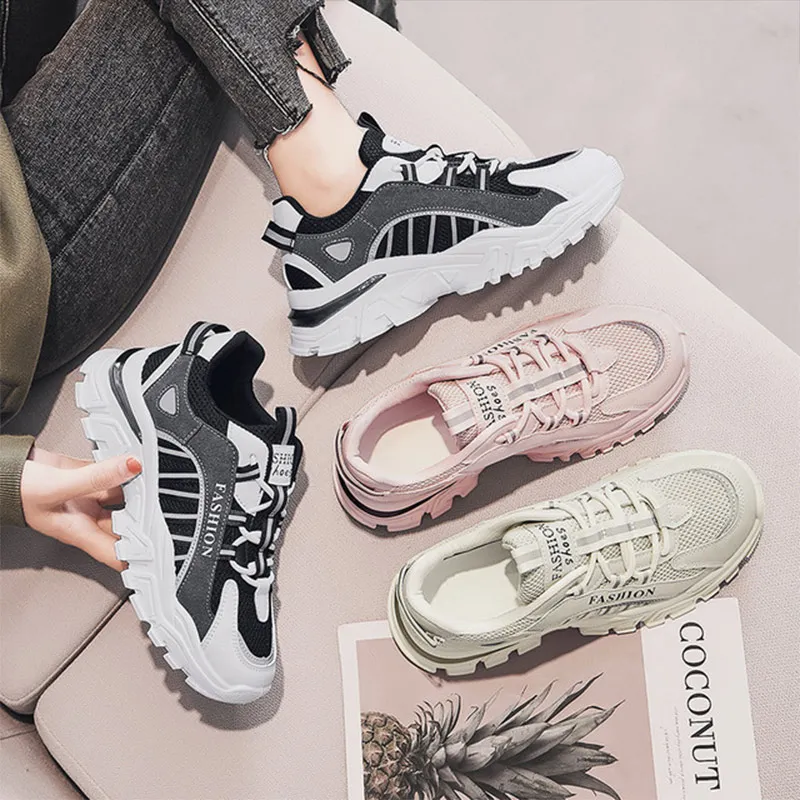 

Women's Mesh Sneakers Ladies Flats Platform Fashion Lace Up Shoes Woman Breathable Comfort Footwear Female Non-slip Hot Sale
