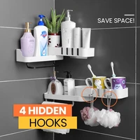 bathroom shelf wall mount punch free rotating storage rack shampoo rack with towel bar kitchen corner storage accessories