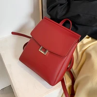 2022 new womens backpack high quality leather solid color school bag korean ulzzang style office lady back bag