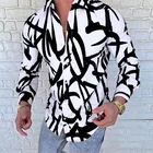 Новинка осени 2021, мужская рубашка, Гавайская Повседневная одежда в полоску с принтом, приталенные рубашки с длинным рукавом и отложным воротником, на пуговицах, брендовые модели