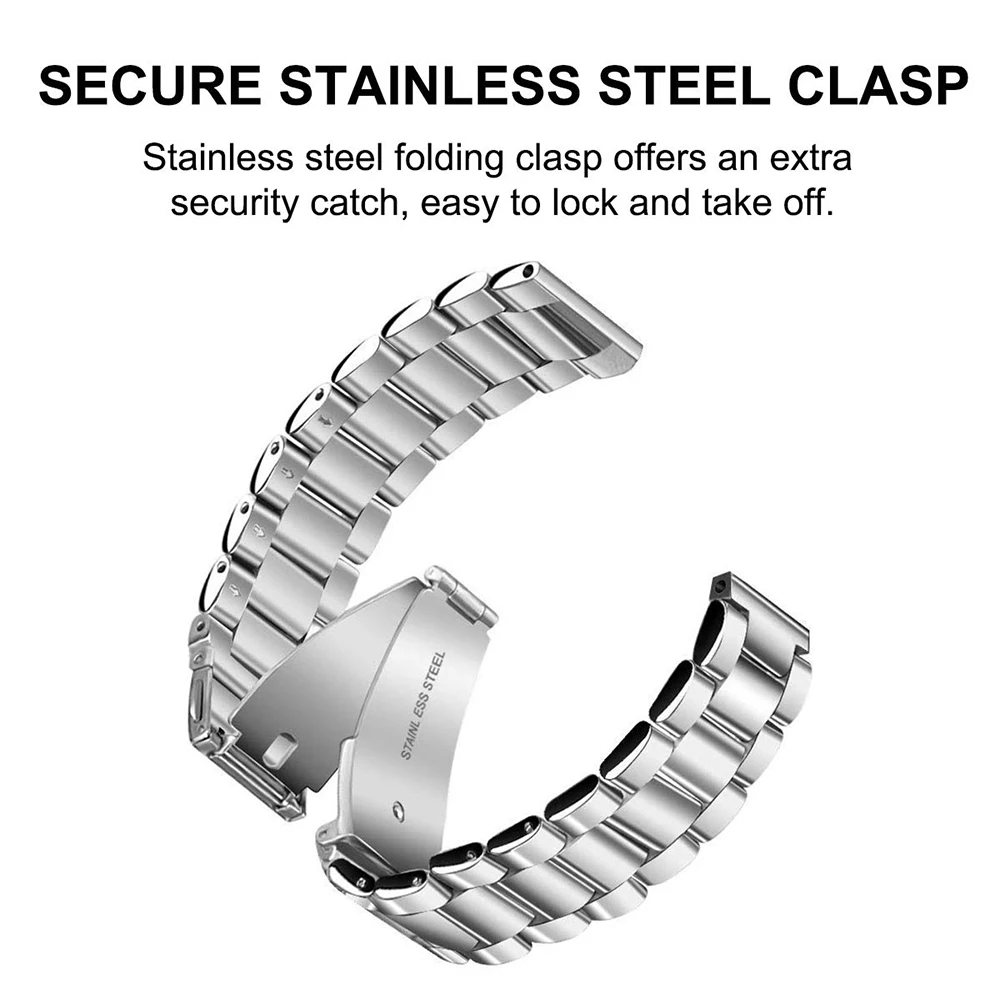 18mm 20mm 22mm Metal Steel Strap for Garmin Vivoactive 4S/4/3/Venu/2/SQ/Vivomove HR Watch Band Bracelet for Forerunner 245 Belt