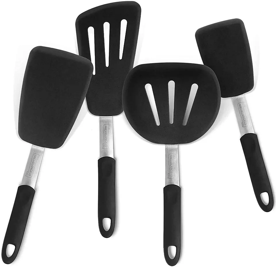 

Silicone Turner Spatula Set 600F Heat-Resistant Creative Crooked Cooking Utensil Set Eggs Pancakes Fish Nonstick Cookware