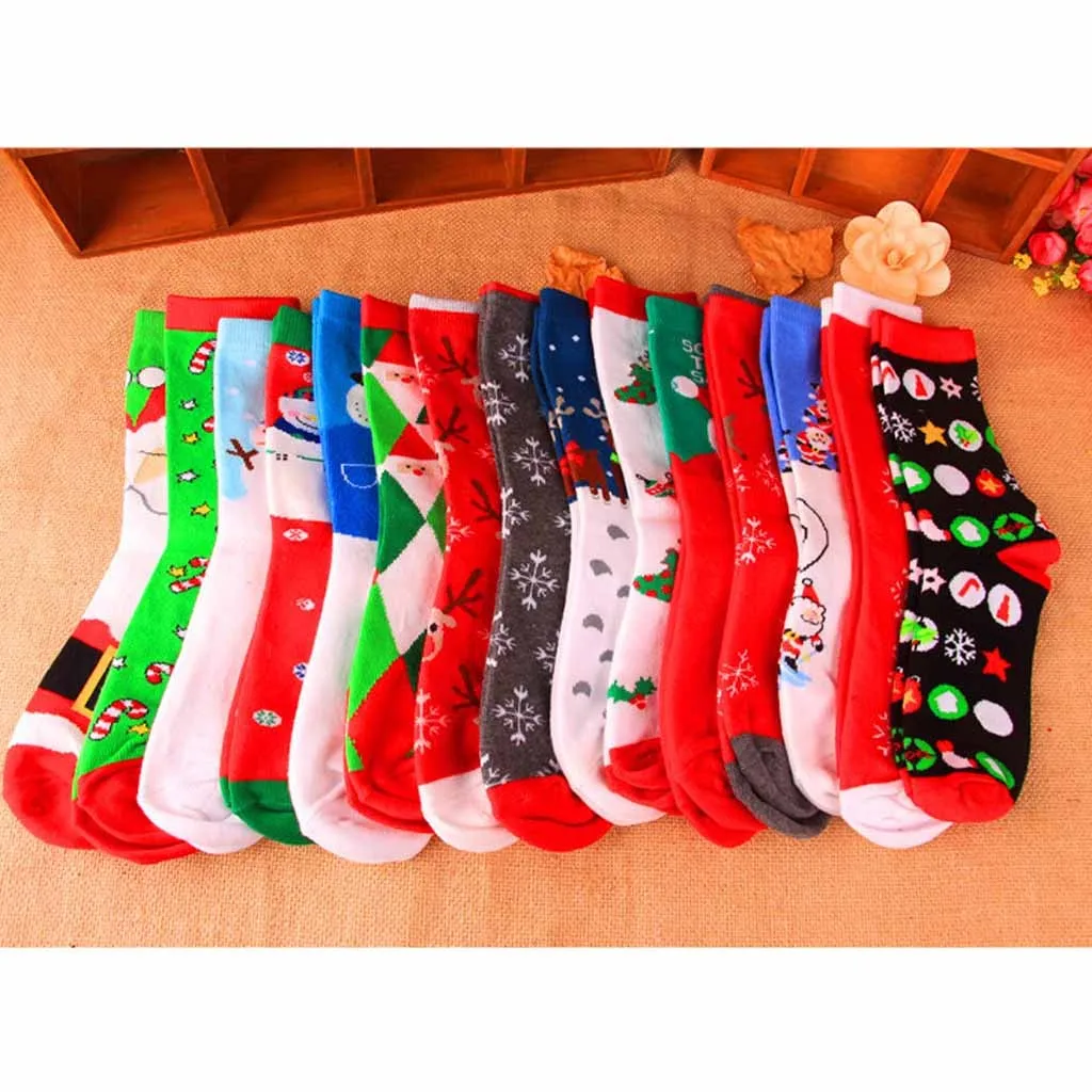 2019 женские и мужские рождественские хлопчатобумажные носки с мультяшными