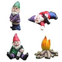4pcs drunk garden gnomes figurines miniature resin fairy landscape ornaments lawn yard home decor mini dwarf bonfire statues