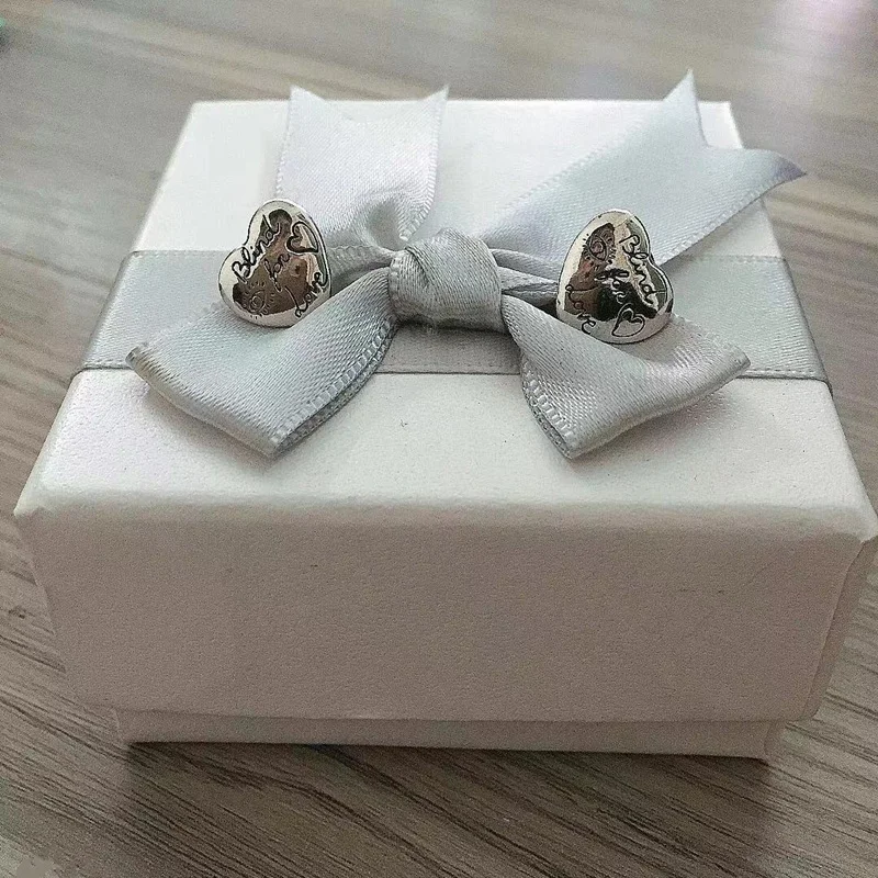 

1:1 925 Sterling Silver Classic Retro Personalized Wild Flower And Bird Letter Heart Earrings, Jewelry Gifts For Ladies