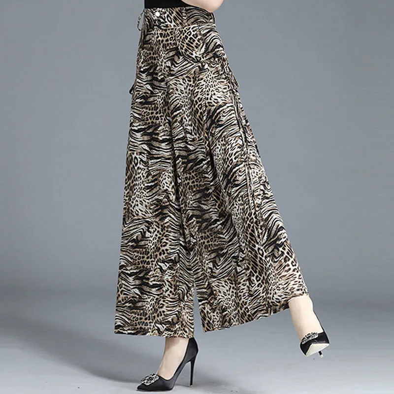 

Women's trousers 2021 New Spring Summer Thin section High Waist Wide-leg pantsWomen Casual Loose Plus Size Leopard Ladies pants