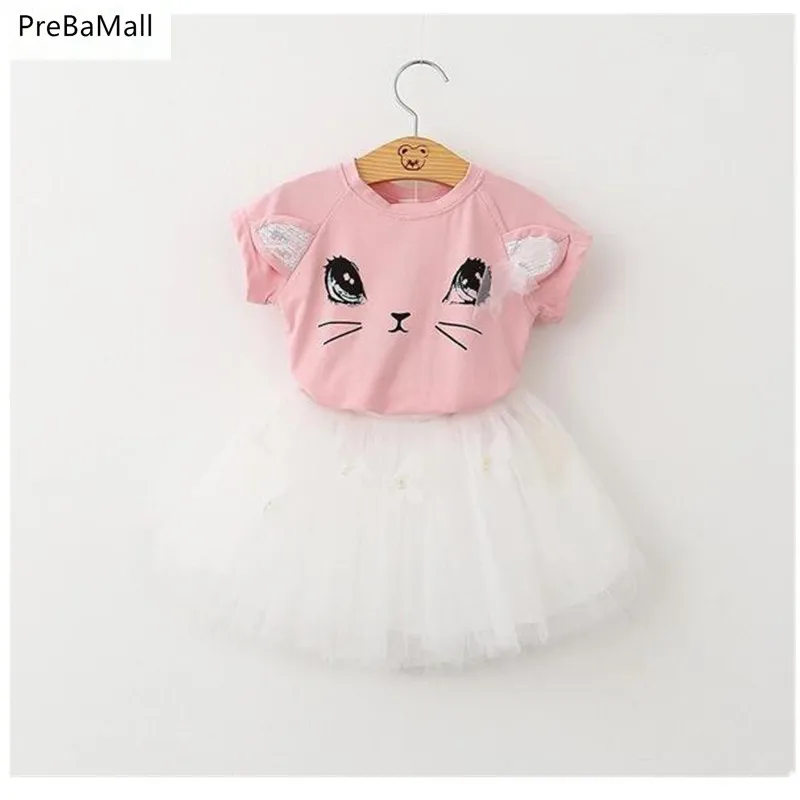 Комплекты летней одежды для маленьких девочек одежда хлопковая рубашка Топ +