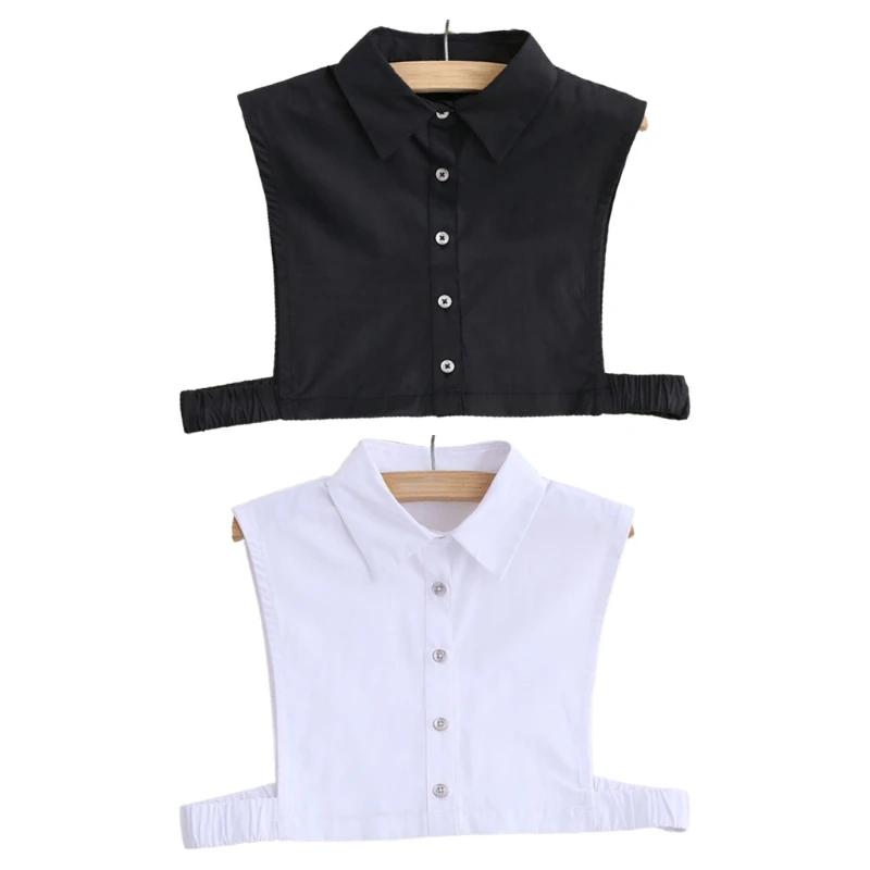 

Women Office Lady Detachable Pointed Lapel Half Shirt Blouse Minimalist Black White Button Down False Fake Collar Decora