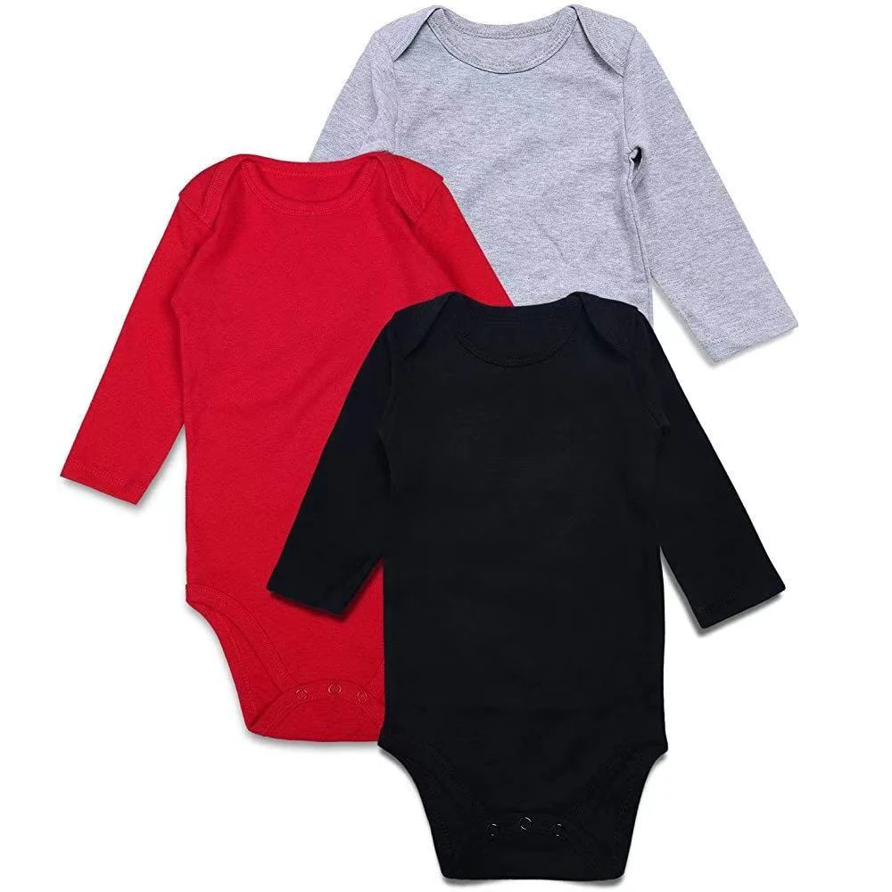 Боди однотонное черное/белое с длинным рукавом для мальчиков и девочек|Боди