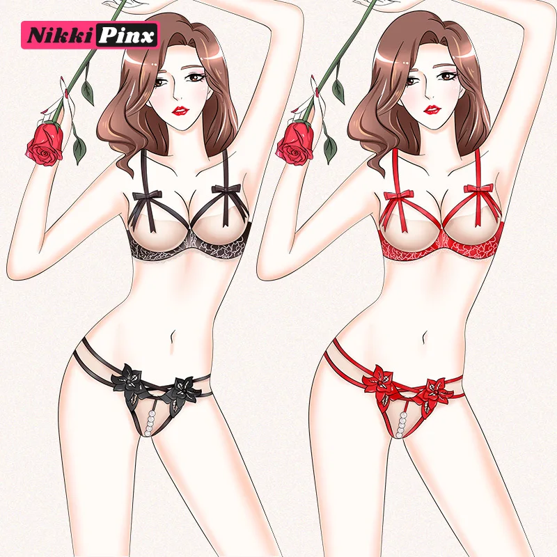 

Erotic Lingerie Open Bra Sleepwear Stripper Crotchless Panties Thong Underwear Flirting Transparent Dress Exotic Apparel Bikini