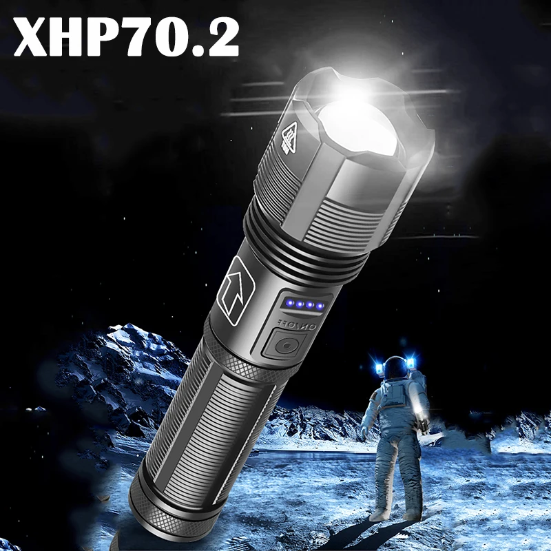 XHP70.2 Led Flashlight High Quality LanternTactical Hunting Power By 18650 Аккумулятор USB Перезаряжаемый