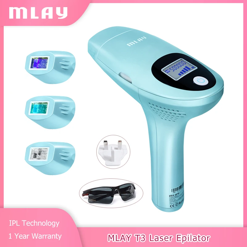 

MLAY T3 Laser Hair Removal Epilator Permanent Face BIkini Body IPL Hair Removal Electric Depilador a laser 500000 Flashes slime