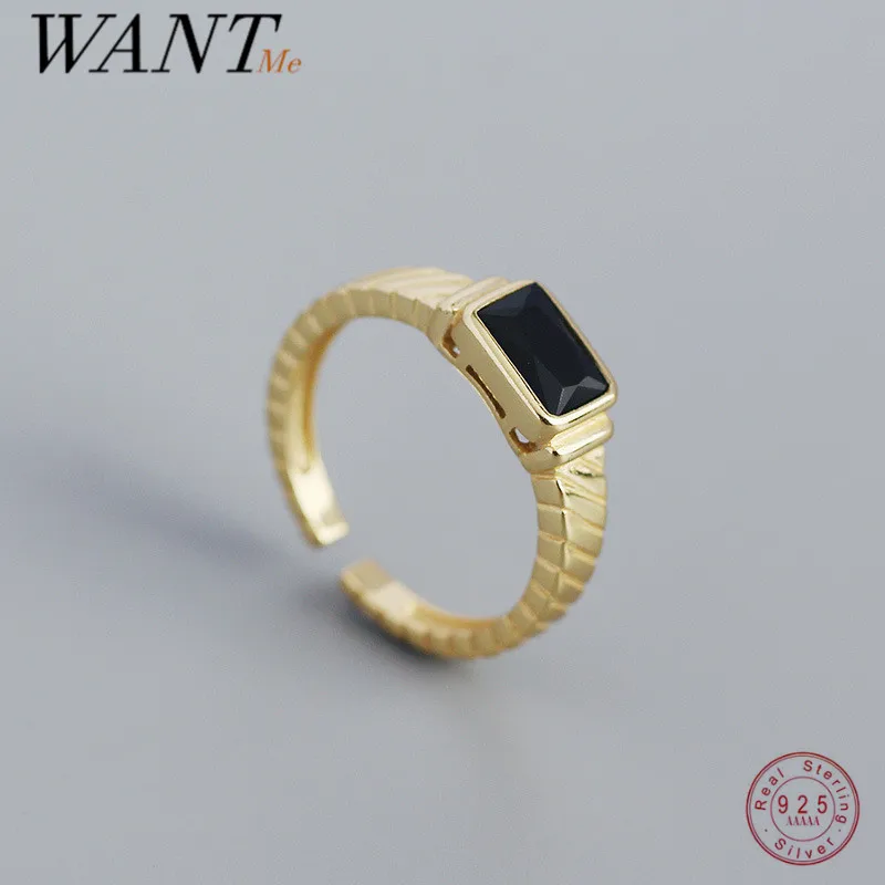 

Мужское и женское кольцо WANTME, из серебра 925 пробы, регулируемое, в стиле панк, черное, квадратное, в готическом стиле, ювелирные украшения для ...