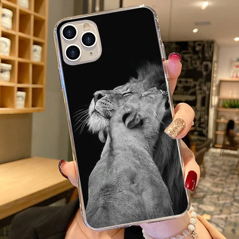 Phone Case For iPhone 13 12 11 Pro XS Max 7 8 6 6s Plus 13Mini SE2020 X XR Tiger Lion King Clear Soft TPU Silicone Cases Cover