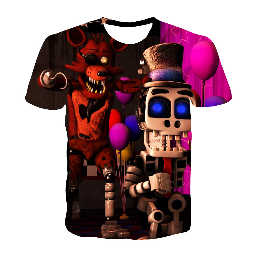 

Creative T-shirt Boys' tops With Freddy's Five Nights 3D Printing T-shirts For Boys and Girls, Street Fashion, Round Neck Tops