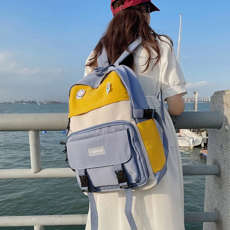 2021 зимний женский рюкзак контрастных цветов школьная сумка для девочек