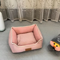 rectangle dog bed sofa linen cloth pet nest for small medium dog breathable soft pet bed removable washable sleeping mat house