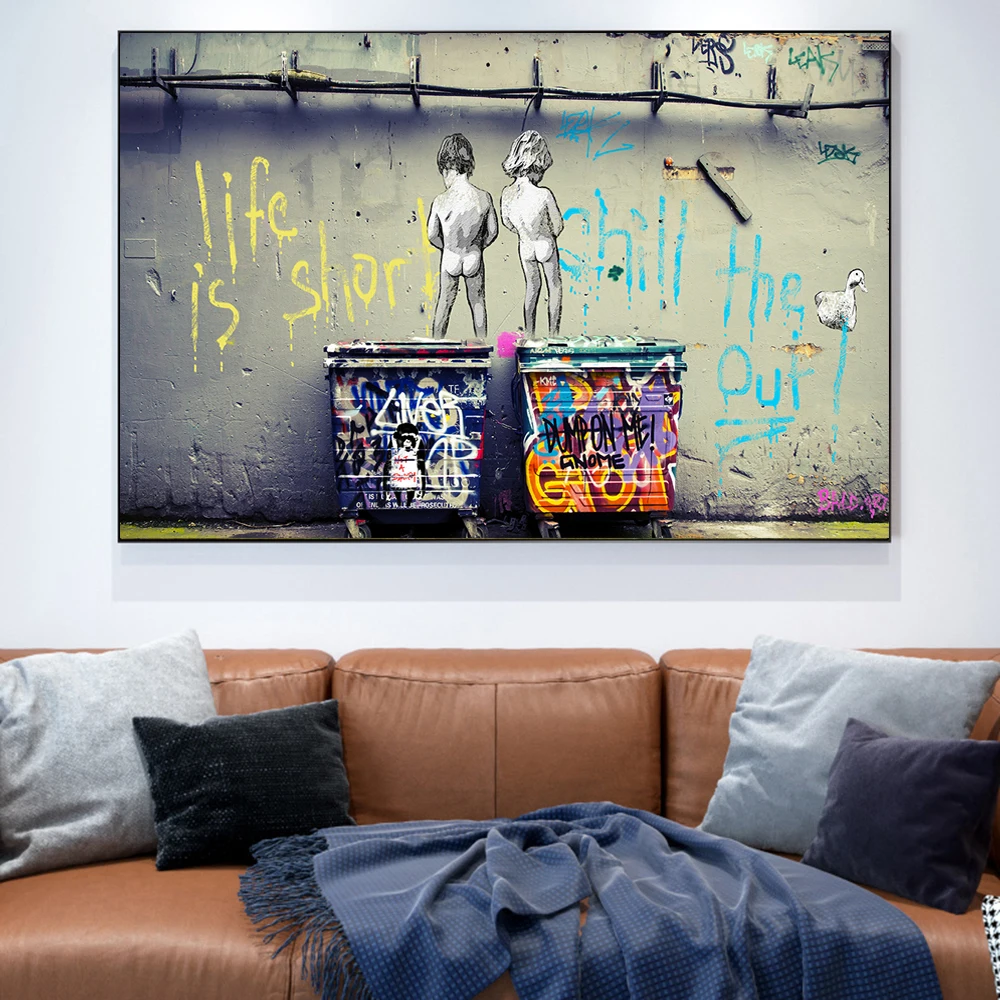 

Graffiti Art Canvas Posters And Prints Life is Short Chill the Duck Out Canvas Paintings Street Art Pictures Home Decor Cuadros