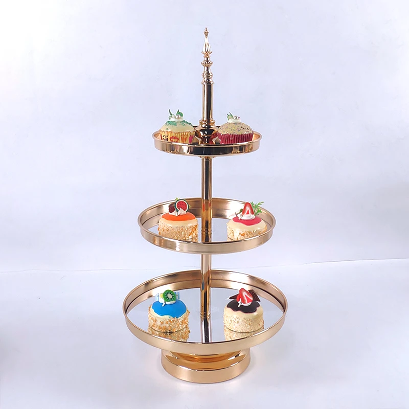 

Cake Stand, Dessert Cupcake Pastry Candy Display Plate for Wedding Event Birthday Party, Round Metal Pedestal Holder