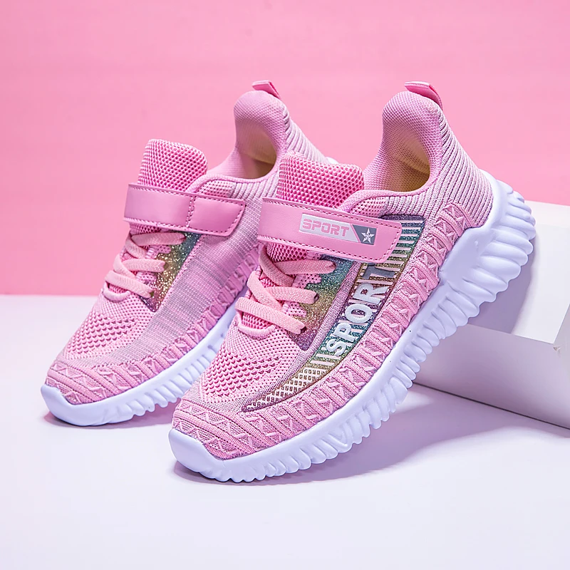 Легкая дышащая мягкая детская обувь 2019 г. Новая Летающая ткацкая для девочек