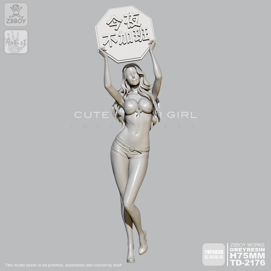 

75mm Resin model kits figure beauty colorless and self-assembled TD-2176