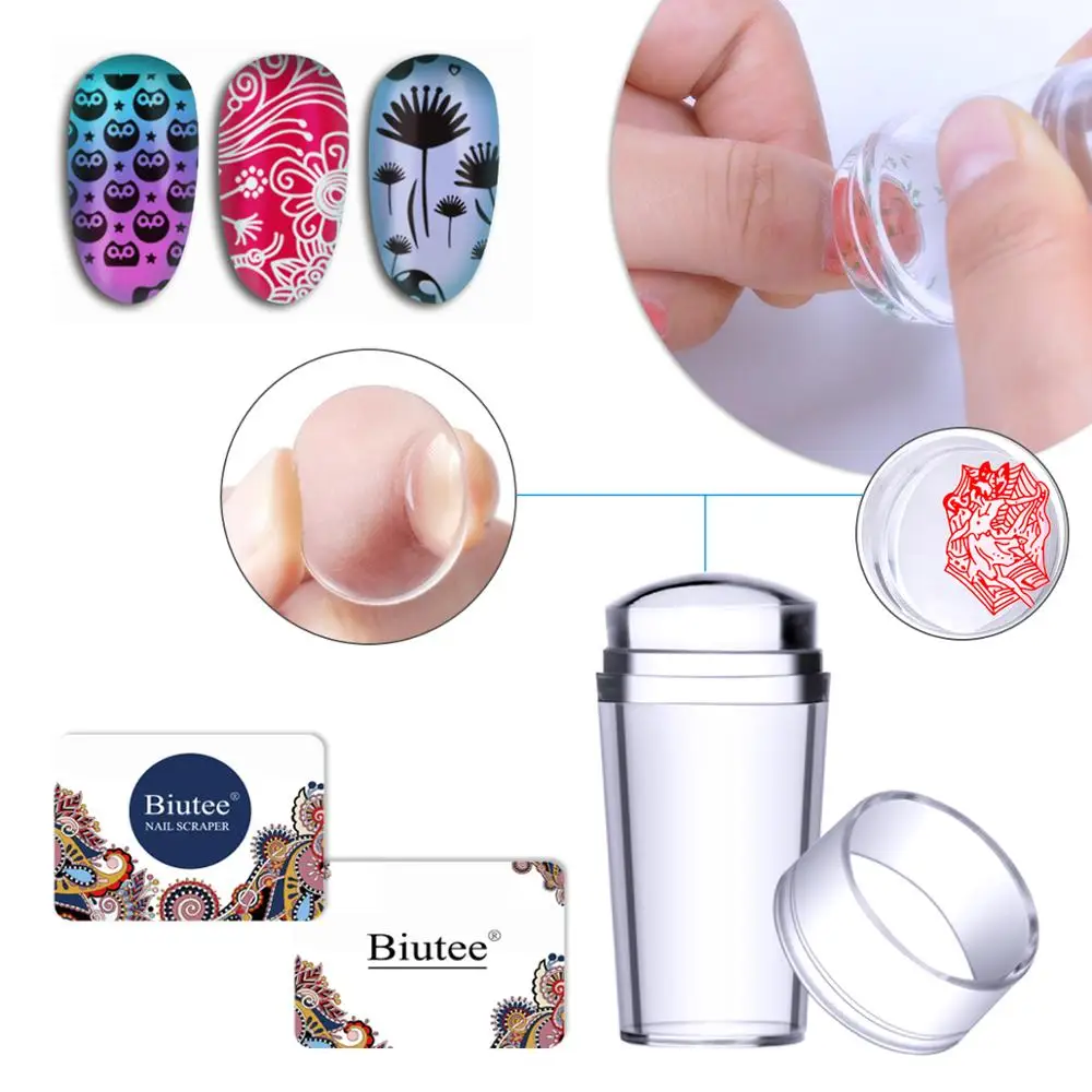 

Biutee Nail Plates Nail Stamping Template Manicure Stamp Stencils 15pcs Nail Art Plates with 1pcs Dual-head Stamper 2 Scrapers